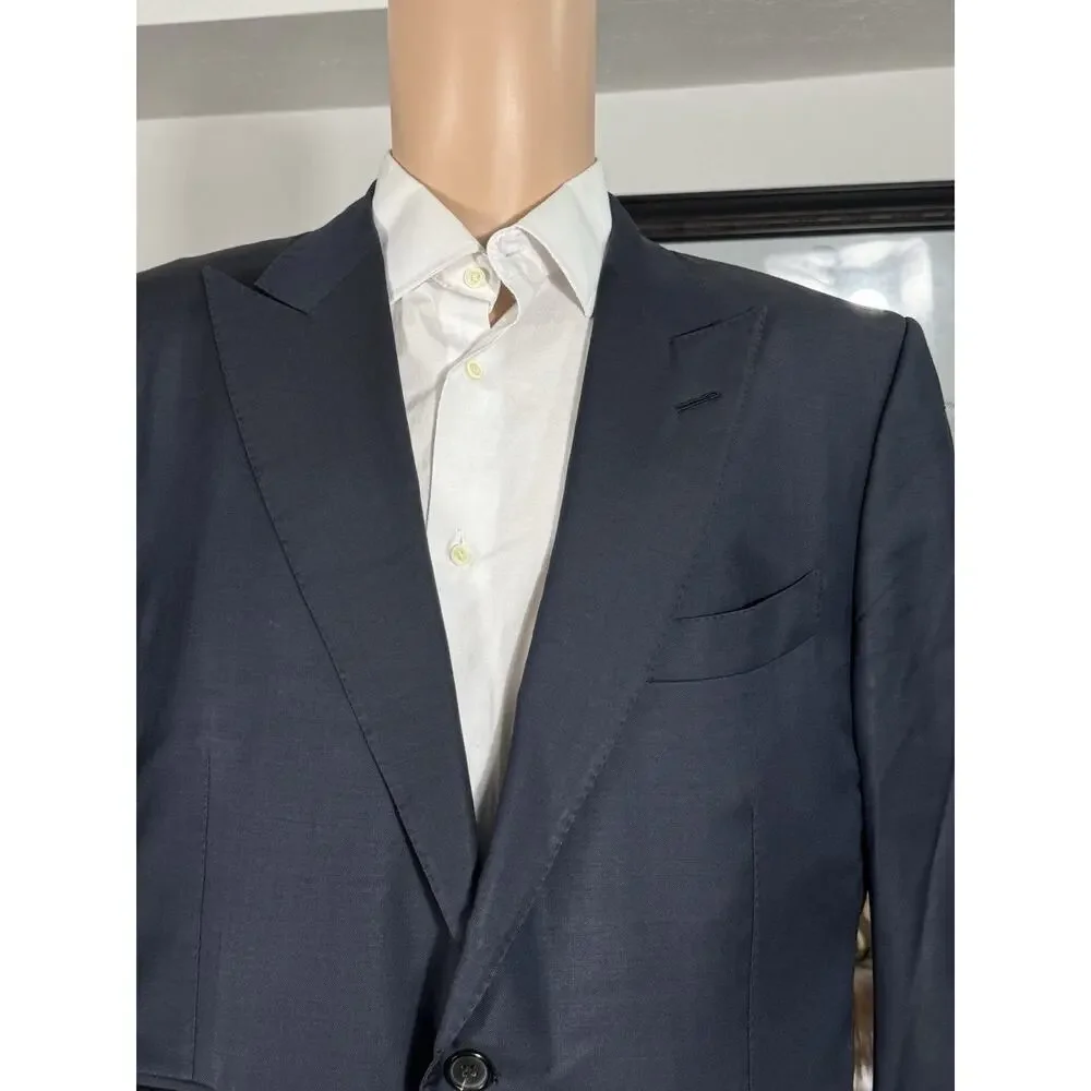 Tom Ford Navy Blue Peak Lapel Suit Jacket 56/46 Men’s Wool